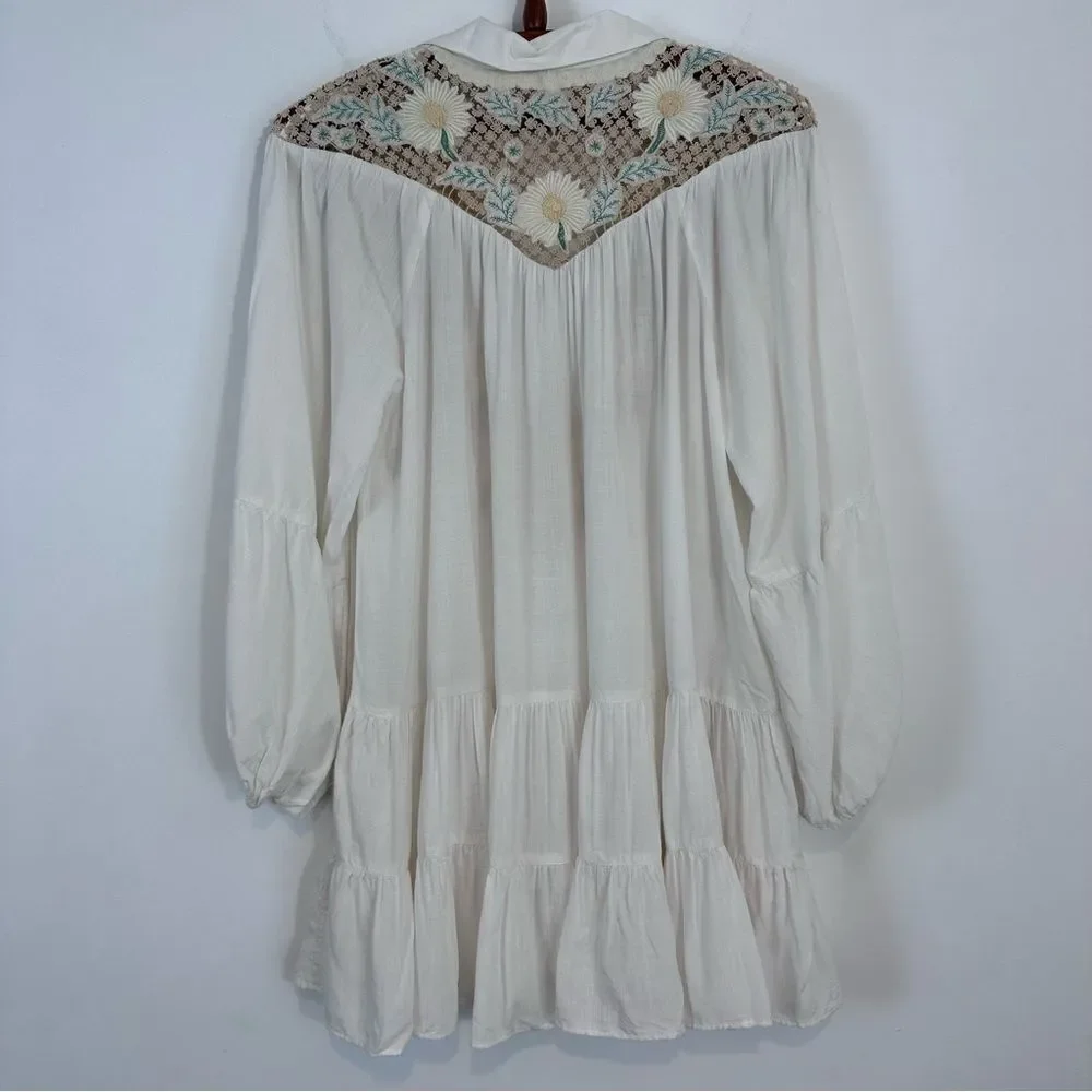 Free People Chain of Daisies Tunic Dress Ivory/Cream